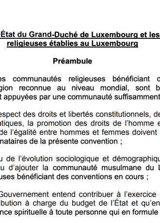 The legal framework for religious diversity in Luxembourg (FR)